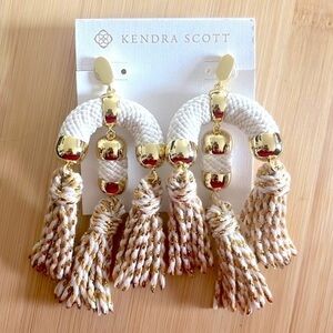 Brand New Kendra Scott Masie Tassel Statement Earrings 14k Gold Plated White